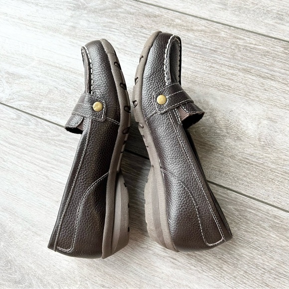 Skechers Memory Foam Brown Leather Slip On Loafer Shoes - Picture 9 of 13